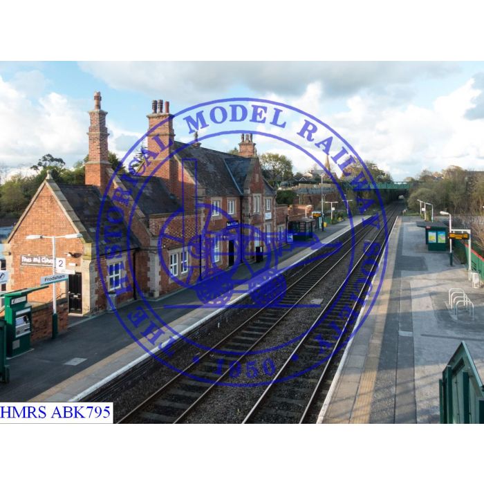 [ABK795] Frodsham Station. Three quarter view of main station building ...