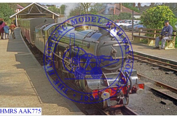 [AAK775] 4-6-2 RHDR No. 3 at platform, station buildings behind. Engine named "Southern Maid", Built 1926.