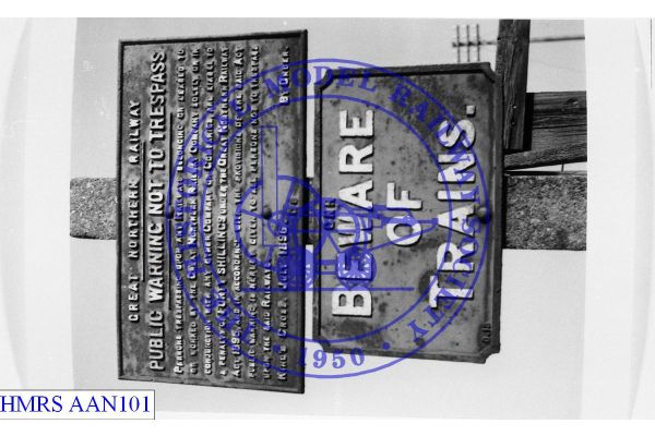 [AAN101] Leadenham, GN Trespass and Beware of Trains Signs Dated as 1896