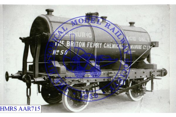 [AAR715] Briton Ferry Chemical & Manure 14T tank wagon No.58. Lettered: "Sulphuric Acid Only"; wooden u/f. Or