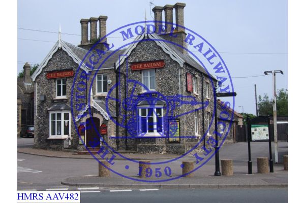 [AAV482] The Railway public house front and angled view of south facing side elevation.  Taken from Station R