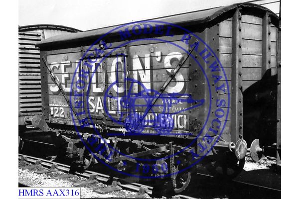 [AAX316] Seddon's Salt (Middlewich) 10T covered van for Salt No.22 1955 R3L Empty to  Middlewich Salt Co. Pho