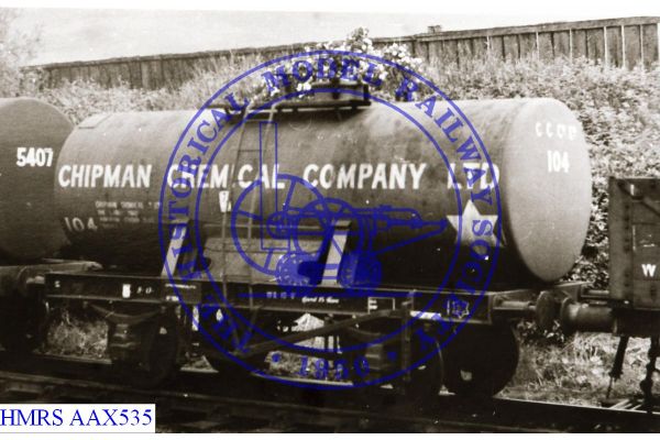 [AAX535] Chipman Chemical (EC3) tank wagon No.104 R3L End of another tank wagon No.5407 in view. Photo: John