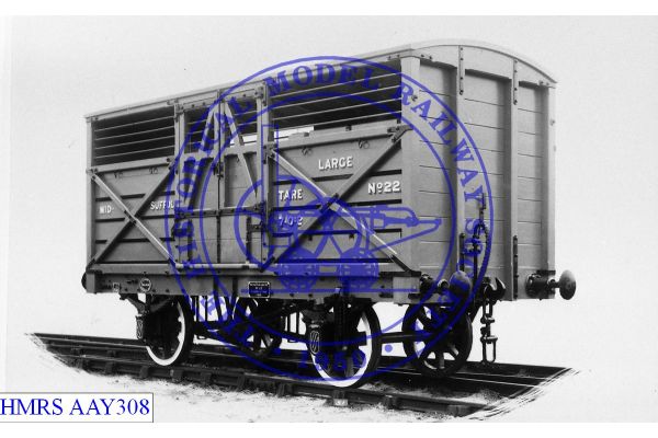 [AAY308] 10T large cattle van MSL No.22 [OP] c1905 R3L Tare: 7-0-2, outfrom, spoked wheels, screw couplings,