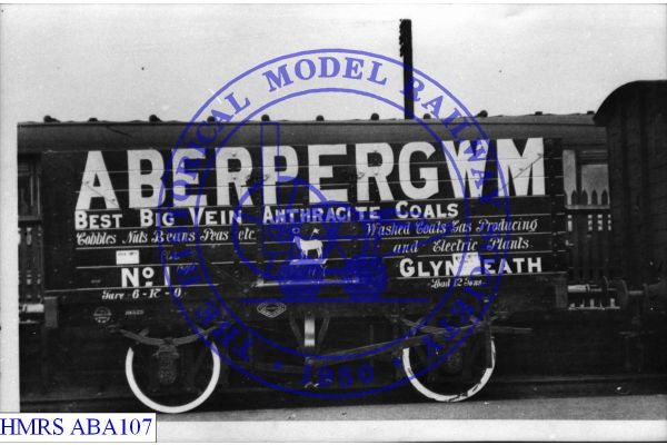 [ABA107] Aberpergwym (Glyn Neath) 12T 7 plank No.1 ca1925 unidLoc side Wooden solebars, open spoke wheels.