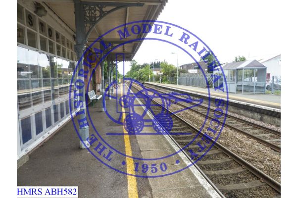 [ABH582] Elmswell Station. Western half of platform 1 and platform 2. Taken on platform 1 looking north west,