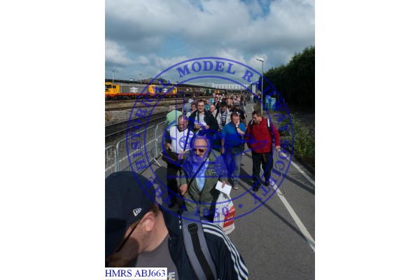 [ABJ663] Queuing to get into Etches Park Depot Open Day. Extra exhibits on Derby Station's run through lines