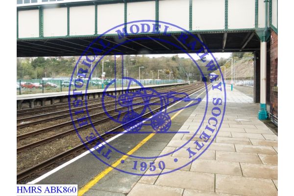 [ABK860] Bangor Station.  Standing on platform 1 just east of the footbridge looking due west showing western