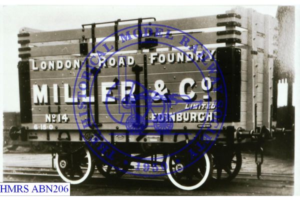 [ABN206] Miller (Edinburgh) 10T 7 plank + coke rails No.14 [OP] F3R Open spoke wheels, wooden solebars. Drwg