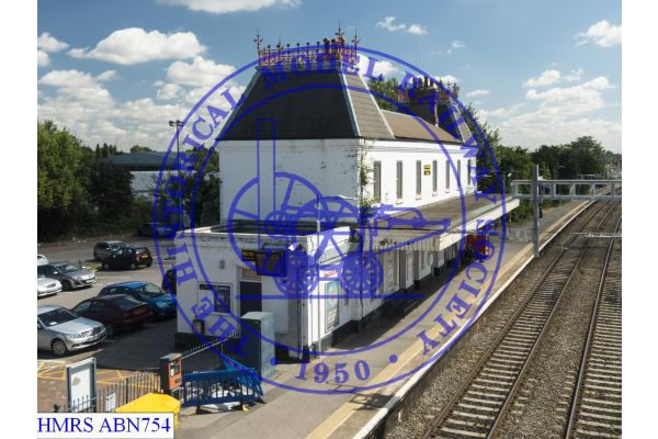 [ABN754] Langley Station.  Main station building showing three quarter view of west end and south side facing