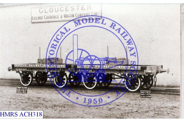 [ACH318] Cardiff Railway pair of bolster wagons Nos.1800/1 [OP] 1899 R3L Livery lead grey, white letters blac