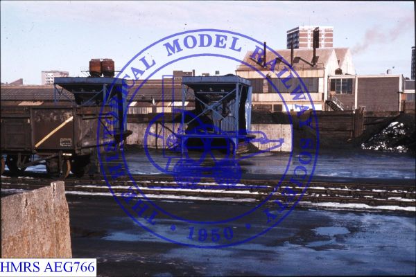[AEG766] Armley Moor goods yard steel coal-bagging hoppers