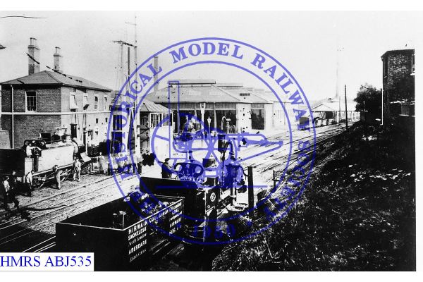 [ABJ535] Hirwain Coal & Iron  8T 6-plank S/E  806 from above. In station yard. Early photo with open cab loco