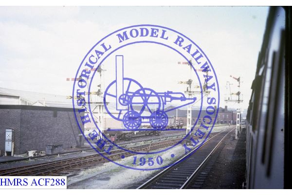 [ACF288] Masborough Sorting Sidings Nth, Down main and Down goods signals from train Down main, Down goods an