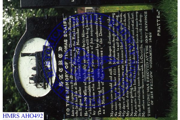 [AHO492] Gravestone of Thomas Scaife, engineer on B & G Rly